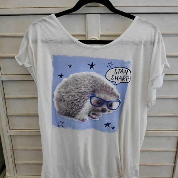 Cute white and blue hedgehog t-shirt - Picture 1 of 4
